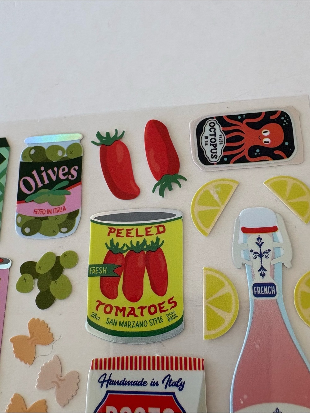 Grocery-Themed Sticker Sheet — Pasta, Sardines, Tomatoes & Rose Lemonade - Picture 12 of 13